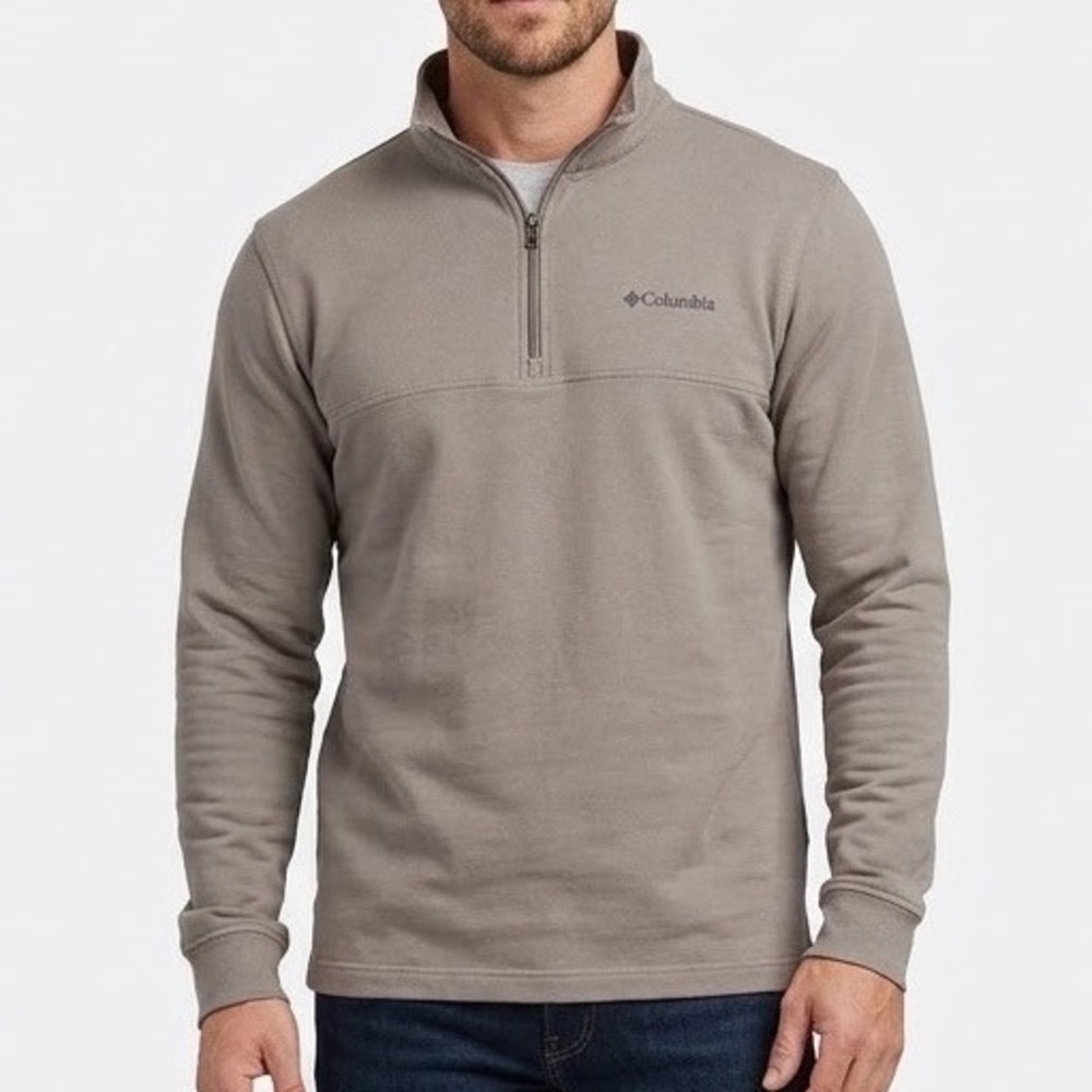 Columbia Mens Omni-Wick Quarter Zip Pullover Taupe Gray Large